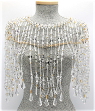 Load image into Gallery viewer, Lucite and Gold Beaded Cape   Color: Clear/Gold One Size - Neck 12&quot; Drop Clasp Closure 