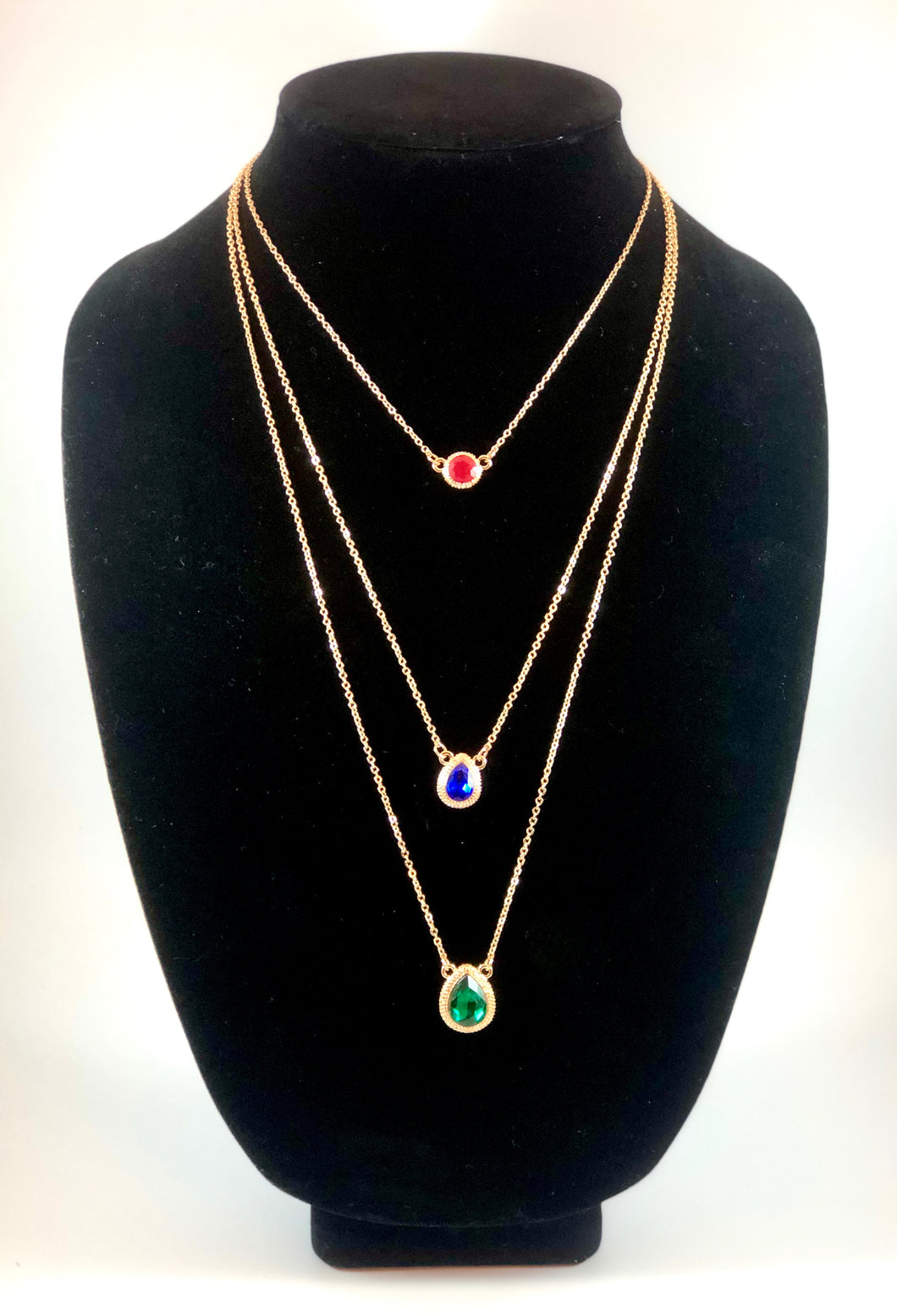 Three Layer Gemstone Necklace