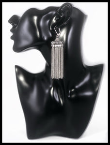 Tassel Chain Dangle Earrings Color: Silver Approx. 3.5" Length x 2.0" Width Click Back