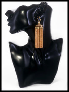 Tassel Chain Dangle Earrings Color: Gold Approx. 3.5" Length x 2.0" Width Click Back