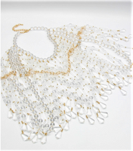 Load image into Gallery viewer, Flat Image of Lucite and Gold Beaded Cape   Color: Clear/Gold One Size - Neck 12&quot; Drop Clasp Closure 