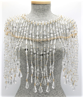 Lucite and Gold Beaded Cape   Color: Clear/Gold One Size - Neck 12