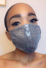Load image into Gallery viewer, Enlarged picture of Reusable Washable Double Layered Fitted Sequin Face Mask with Elastic Bands Color: Sequin/Black Poly/Cotton Blend Approx. 7 1/2&quot; Length x 5 1/2&quot; Width  Washable and Reusable One Size Fits All  Not a Medical Grade Mask